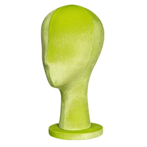 Tête de mannequin femme en velours vert pour chapeaux et perruques