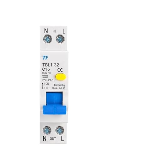 RCBO 230V 20A disjoncteur différentiel monophasé 18mm protection fuite courant maison