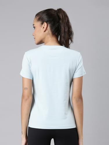 Image of XTEP Comprehensive Training Series, Crew Neck Style, Slim Fit, Short Sleeve, Twill Weave, Sports Tshirt 100% Cotton T-Shirt for Women (Pearl White, Pink, Blue)
