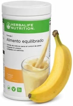 Herbalife Nutrition Batido Sustitutivo de Comida Fórmula 1, Sabor Plátano, 18g Proteínas, 5g Fibra, 25 Vitaminas y Minerales, Vegano