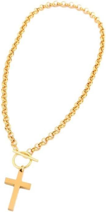 Chunky Cross Necklace for Women 18K Gold Plated Chunky Necklace Trendy Toggle Necklaces Dainty Statement Jewelry - Image 6