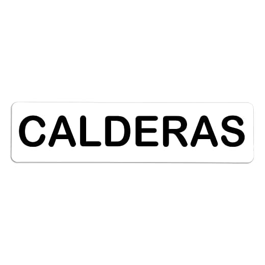Becral® - Señal adhesiva de PVC CALDERAS | Placa puerta PVC BLANCO | Señal informativa | Cartel Puerta 200X50mm