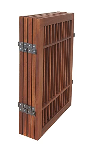 Pet Dog Gate Strong and Durable Freestanding Folding Acacia Hardwood Portable Wooden Fence Indoors or Outdoors by Urnporium (Brown Pet Gate, 5 Panel 24" Tall)
