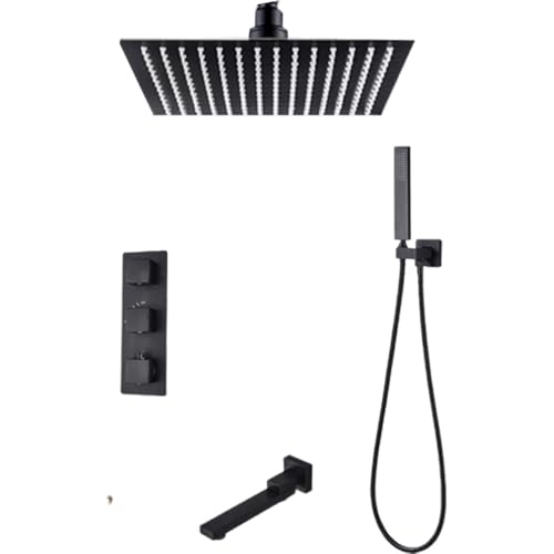 Douche thermostatique noire encastrée pour transformer votre douche en spa privé