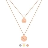  JOLA – mehrlagige Kette mit Gravur 12mm 15mm Plättchen Anhänger mit Namen  Edelstahl  Farben Silber Gold Rosegold
