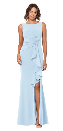 Mother of The Bride Dresses for Wedding Ruched Sleeveless Grandmother of Groom Dress V-Back Evening Gowns with Slit