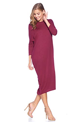 Solid Long Sleeve Cover-Up Maxi Dress (S-2X) - Made in USA4