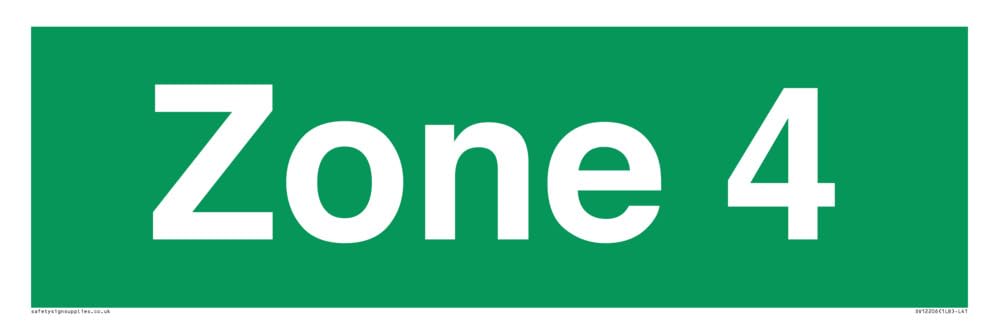 Zone 4 Sign - 450x150mm - L41, Green/White