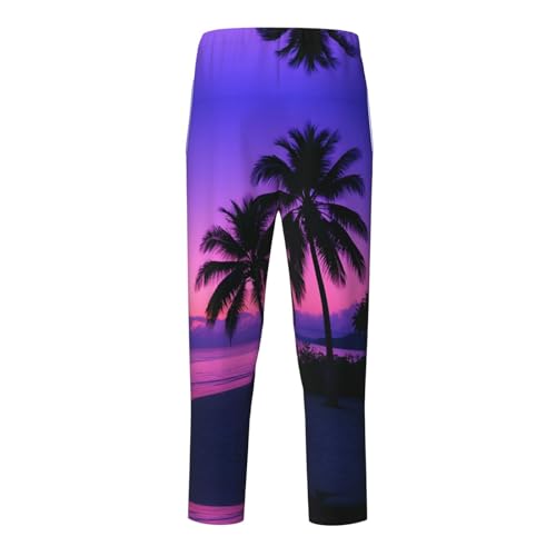 Pajama Pants Pajama Bottoms with Elastic Waistband Sleepwear Lounge PantsBeach Coconut Trees Sunset2