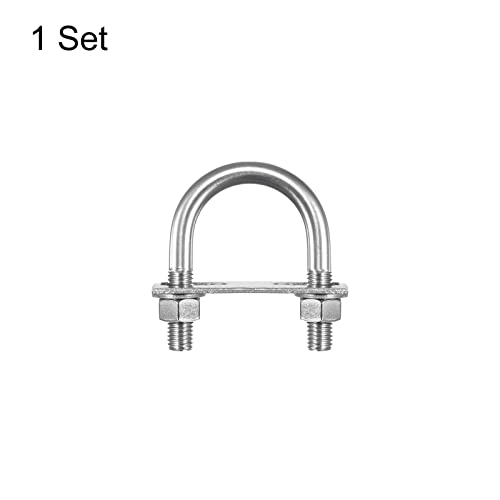 Image of uxcell Round U-Bolts, 57mm(2.24 inch) Inner Width 93mm Length M12 304 Stainless Steel U Clamp Bolt with Nuts Washers and Plates, for Boat Trailer