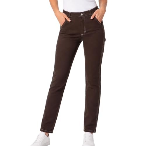 Image of Dickies Womens Casual Slim Fit Carpenter Pant-Non Stretch-Runs Small | Non-Stretch Utility Fabric with Functional Pockets, Runs Small So Size Up, Casual Styling That Pairs with Tees