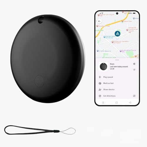 Bluetooth Tracker for Android Device, Item Finders and Locators Work with Google Find My App (Only for Android), Smart Tracker Tag for Keys, Luggage, Backpack, Wallet, Vehicle, Pets (Black)