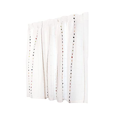 HABAGOU Bestickte Gardine, Gardine Küche, Gardinen Kleinfenster, Kurzvorhang, Voile, Weiss, Minimalistischer Stil, Bestickte, Halbtransparent, für Küche Badezimmer Kaffee Schrank Kurzstore Cover