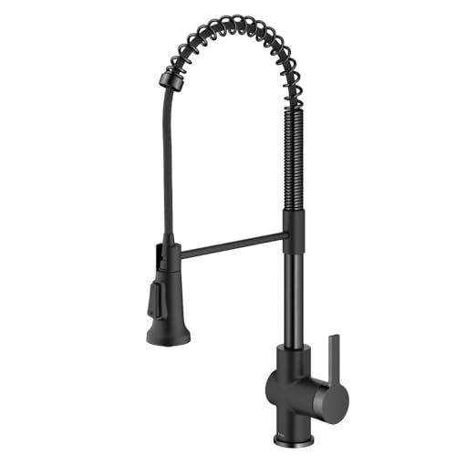 KRAUS Britt Commercial Style Pull-Down Single Handle Kitchen Faucet in Matte Black/Spot-Free Black Stainless Steel, KPF-1691MBSFSB - image 1