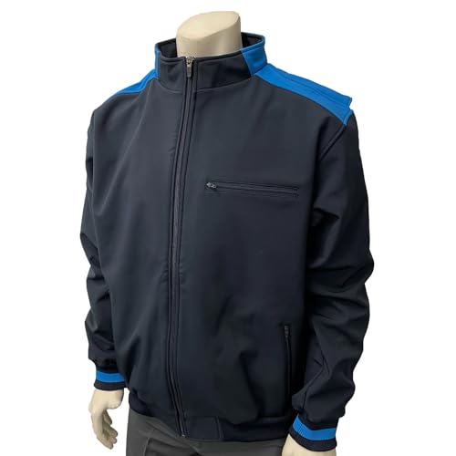 Smitty | BSB-343 | College Softball Style Full Zip Thermal Fleece Umpire Jacket | Navy w/Blue | Collegiate Official (Small)
