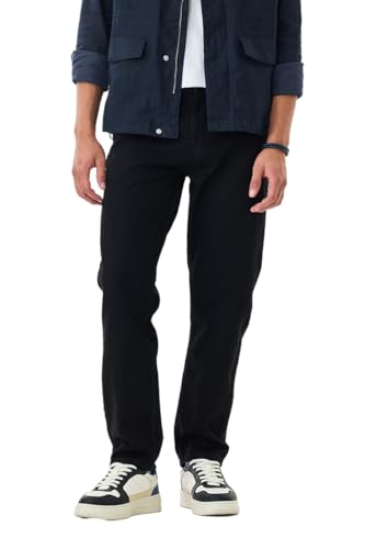 Image of SNITCH Men Casual Jeans | Relaxed Fit Straight Leg Washed Pattern & Drawstring Closure | 100% Cotton Denim Fabric for All Day Comfort & Everyday Wear