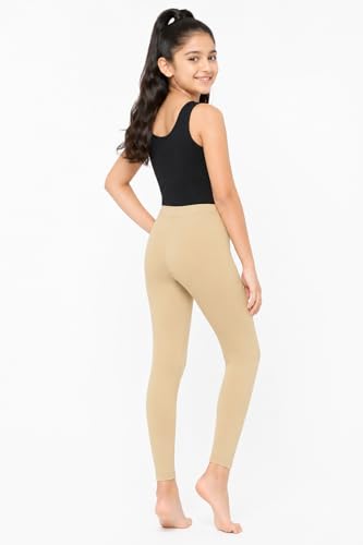 Image of BODYCARE Girls Cotton Stretch Leggings, Elastic Waist Ankle Length Leggings for Kids, Soft