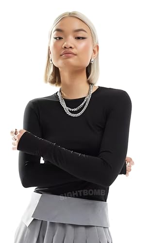 Image of SIGHTBOMB Close Rim Ultra Soft Microfiber Round Neck Long Sleeve Cuddle TEE for Women