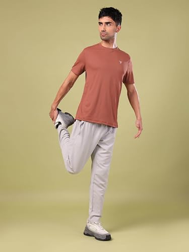 Image of TECHNOSPORT Men's Slim Fit Polyester Activewear Sports T-Shirt with Moisture-Wicking Comfort for Workout, Running & Gym