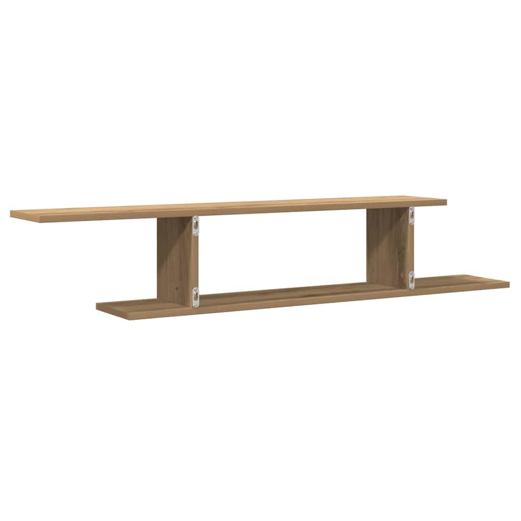 TV-Wandregal Artisan-Eiche 125x18x23 cm Schweberegal Holzwerkstoff Hängeregal für Wohnzimmer TV Board hängend Wandboard für DVD-Player Konsolen Zubehör Belastbar bis 40kg