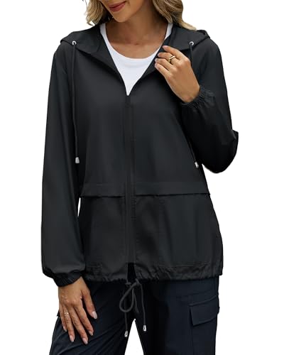 POGTMM Women Raincoats Lightweight Waterproof Packable Rain Jackets Active Outdoor Hooded Windbreaker Jakcet