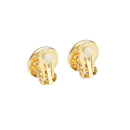 14k Gold plated Brass Coral Cabochon Clip Earrings4