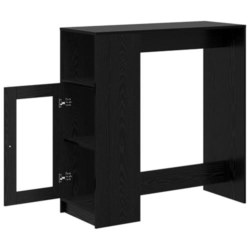 Table de bar noire aspect chêne 101x40x103.5 cm en bois avec 3 étagères - 5