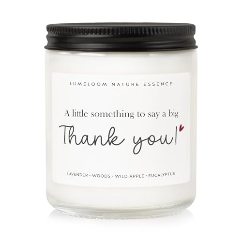 LUMELOOM Thank You Gifts for Women, Men - 9oz Lavender Scented Soy Wax Candle - Thank You Candle, Hostess, Appreciation Gifts for Women, Teacher, Coworkers, Nurse, Friend, Boss, Employee