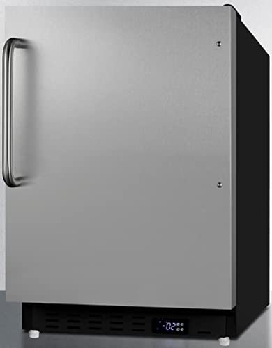 Summit Appliance Alfz37Bsstb Built-In Undercounter Ada Compliant Residential All-Freezer In Black With Stainless Steel Door, Towel Bar Handle, Door Storage, Adjustable Thermostat And Manual Defrost #TOP1