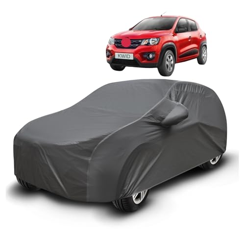 Image of Auto Hub Waterproof Car Cover Compatible with Kwid with Mirror Pockets, Soft Cotton Lining, Kwid Car Cover Waterproof, Grey