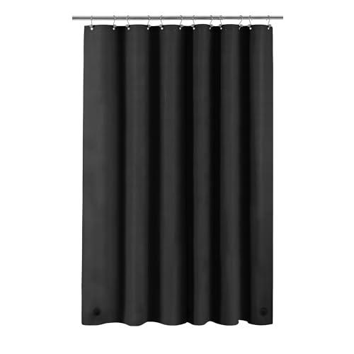 Image of Barossa Design Black Long Shower Curtain Liner 78 inch Height - 3 Magnets & Waterproof Lightweight PEVA Shower Liner for Bath Tub, PVC Free, Metal Grommets, Black, 72x78