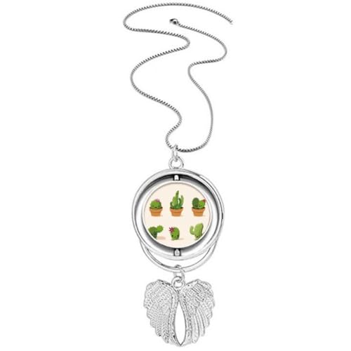 Bijoux rotatifs : collier ailes d'ange et cactus en pot