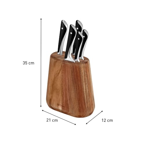 Tefal Jamie Oliver Kitchen Knife Block Set, 5-Piece – Chef, Bread, Santoku, Utility & Paring Knives, German Stainless Steel, Ice-Hardened Blades, Comfortable Handles – K267S556 - Image 8