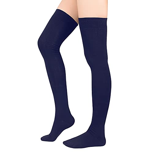 Zando Womens Long Thigh High Socks Cotton Over the Knee High Socks Thin Thigh High Stockings Pack for Daily Wear4