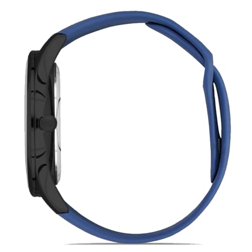 Image of DOUBLERUN Black Case Silicone Strap, 24-Hour Display, Roman Numerals, Analog Watch