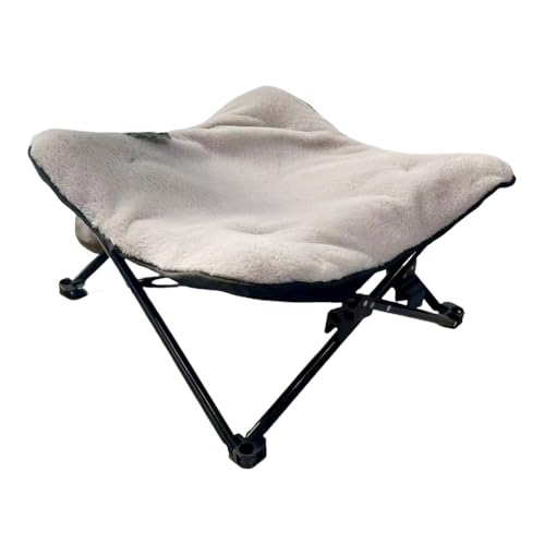 SIzlaho猫と犬のペットキャンプベッド、地面から離れて取り外し可能、洗える、秋と冬用の厚手の豪華な猫用ベッド、犬のベッド、防湿 (ホワイト,小さい)