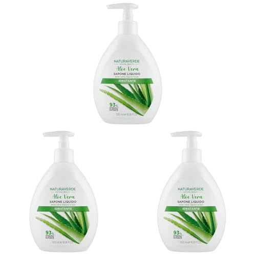 Naturaverde | Natural Beauty - Sapone Liquido Aloe Vera, Sapone Mani Idratante, Ingredienti di Origine Naturale, 500ml (Confezione da 3)