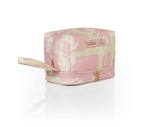 Image of American Tourister x Love Child by Masaba Cosmetic Pouch for Women | Durable Polyester Travel Makeup Bag | Stylish Organizer for Cosmetics, Toiletries & Accessories /Washable Pouch for Daily Use- Pink