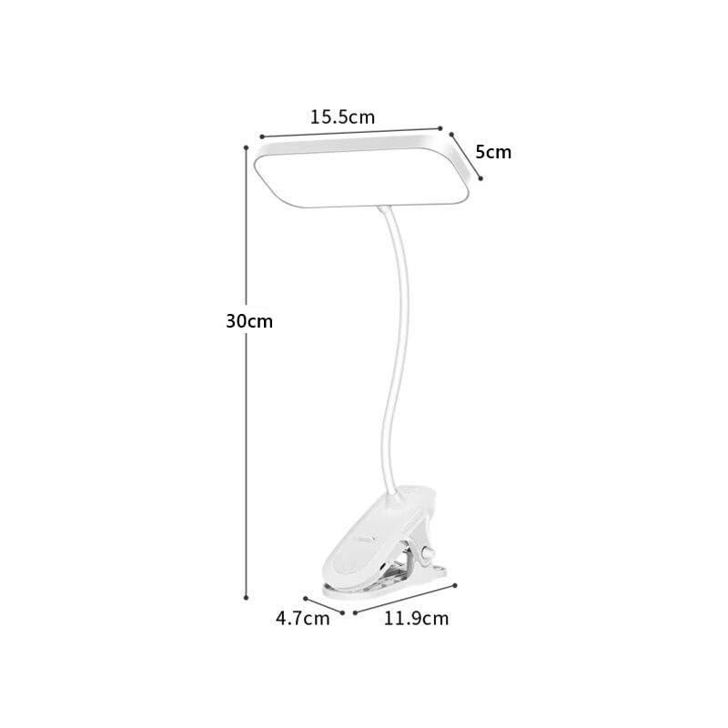 Image of XERGY LED Clip-On Book Light - 3 Color Modes | Dimmable | Type-C Rechargeable | 80H Long Battery | Eye-Caring Flexible Reading Lamp for Bed, Desk & Travel (White)