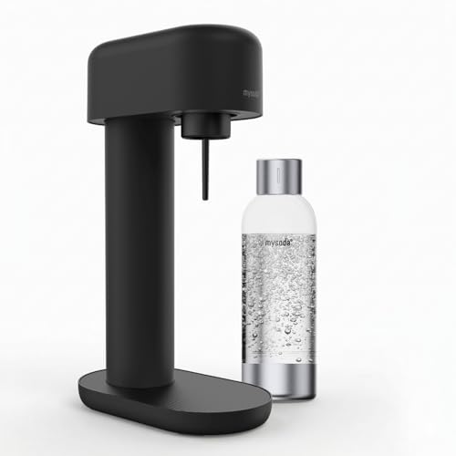 Mysoda: Stilvoller Ruby 2 Wassersprudler aus robustem Aluminium (ohne CO2-Zylinder) mit hochwertiger 1-Liter-Wasserflasche in Premiumdesign - Ganz Schwarz