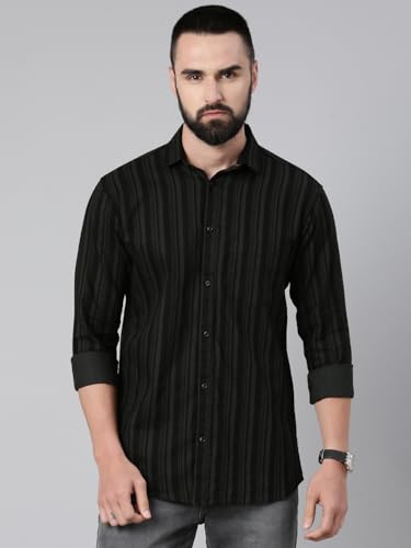 Image of Majestic Man Men's Standard Slim Fit Striped Pure Cotton Casual Shirt