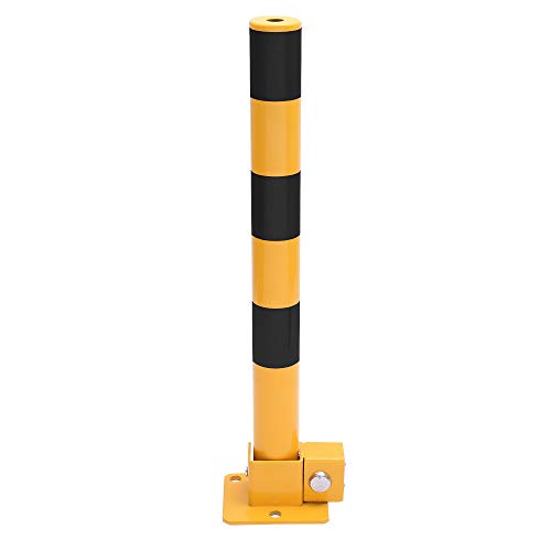 TOPWAY Car Parking Space Lock Bollard, Yellow and Black Lockable Fold Down Car Parking Barrier Post, Private Car Park Driveway Guard Saver Blocker, 60cm Height 161897