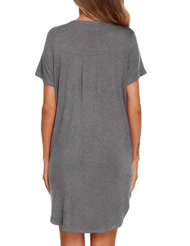 Image of Ekouaer Women V Neck Button Down Nightgown