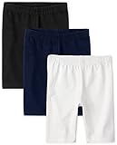 The Children's Place Girls Mix and Match Bike Shorts, Black/Tidal/White 3 Pack, Small