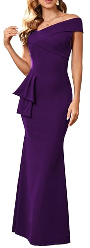 Image of Elegant Formal Maxi Dress for Women Sexy Purple Evening Long Dresses Fashion Cocktail Party Dress for Wedding Guest