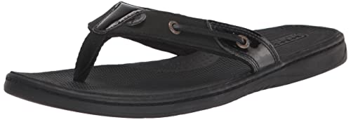 Sperry Womens Seafish Flip-Flop BLACK PATENT 5.5 Medium