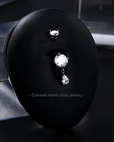 CM Crareesi Mania Teardrop Belly Button Ring Dangle Belly Rings 316L Surgical Steel Belly Button Piercing Jewelry Dainty Belly Piercing Jewelry