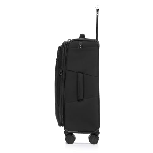 Image of Verage Luxe Toledo Set of 2 (S+M) Softsided Lightweight Spinner Wheels Luggage, Expandable Suitcase with TSA Lock & LED Flashlight, Black (20 /24)