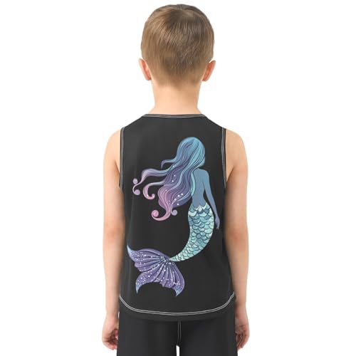 Boys Tank Top Shirts Mermaid Tail Gradient Sleeveless T-Shirts Crew Neck for Kids Clothing Children3