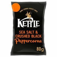 Kettle Chips Hand Cooked Potato Crisps 12 x 80g £1.39 (Salt & Crushed Black Peppercorns)